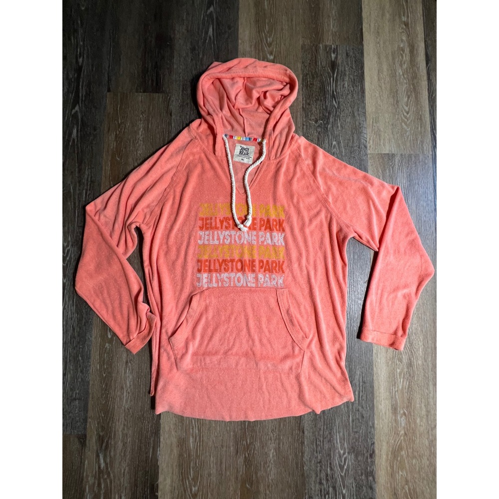Yogi Bear Jellystone Park Hoodie Womens XL Pink Excellent Terry Cloth Graphic